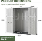 Aoxun 61 Cu.Ft Outdoor Storage Shed, Widened Outdoor Storage Cabinet Waterproof Vertical Resin Shed with Floor for Patio, Garden Tools, Pool Equipment, Easy to Assemble (White)