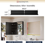 Keonjinn Medicine Cabinet Mirror 40" x 32", Assembly Needed, Black Medicine Cabinet with Mirror for Bathroom, Beveled Framed, Stepless Adjustable Shelves, Wall-Mounted or Recessed, Tempered Glass