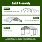 Metal Carport Heavy Duty 13x26ft Outdoor Galvanized Steel Car Port, Vehicle Canopy Garage Shade, Multi-Use Shelter for Car, Boat, Tractors & Outdoor Storage
