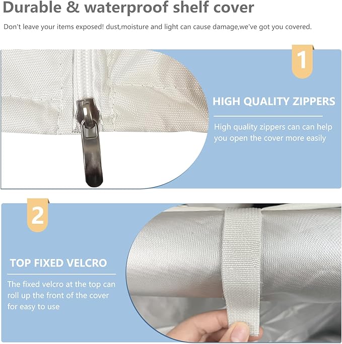Wire Rack Covers,Heavy Duty 600D Dustproof Waterproof Storage Rack Covers for Metal Shelves,Storage Shelf Cover with Zipper for Wire Shlef,36''W x 14''D x 71''H,Beige with Clear Front