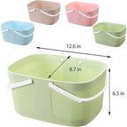Shower Caddy Basket, Portable Large Capacity Thickened Plastic Organizer Storage Tote with Handles Drainage Toiletry Bag Bin for Bathroom, College Dorm Room Essentials, Kitchen, Camp, Gym, Green