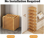 2/3/4/5/6/7/8/9 Tier Bamboo Shoe Rack - Foldable,No Installation Needed,Space-Saving Multi-Tier Storage for Indoor & Balcony Use (Brown,7 Layers)