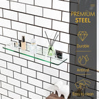 KOKOSIRI Wall Shelves for Bathroom Glass Floating Shelf 20-Inch Kitchen Rack Shower Storage, 2 Pack Oil Rubbed Bronze Stainless Steel B1107ORB-L20-P2