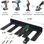 ULIBERMAGNET Power Tool Organizer, Utility Storage Rack Shelf with Screwdriver Holder,Heavy Duty Cordless Drill Holder,Removable Tool Rack Suitable for Garage, Workshop and Warehouse