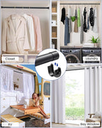 Closet Rods for Hanging Clothes, 17 to 84 Inches Stepless Adjustable Metal Closet Rod, 1.3 Inches Heavy Duty Clothes Hanging Rod for Closet Wardrobes Laundry RV, Black