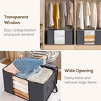 Lifewit 27 Pack 90L Clothes Storage Bins with Lids, Foldable Blanket Storage Bags with Zippers, Clear Window and Reinforced Handles, Closet and Organization for Clothing, Sweater, Comforter, Bedding