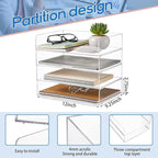 Harloon 4 Tier Paper Organizer Letter Tray Acrylic Desk File Organizer Stackable Documents Letter Clear Paper Holder Sorter Office Tray for A4, Modern Office Classroom Home File Pad Books Notes