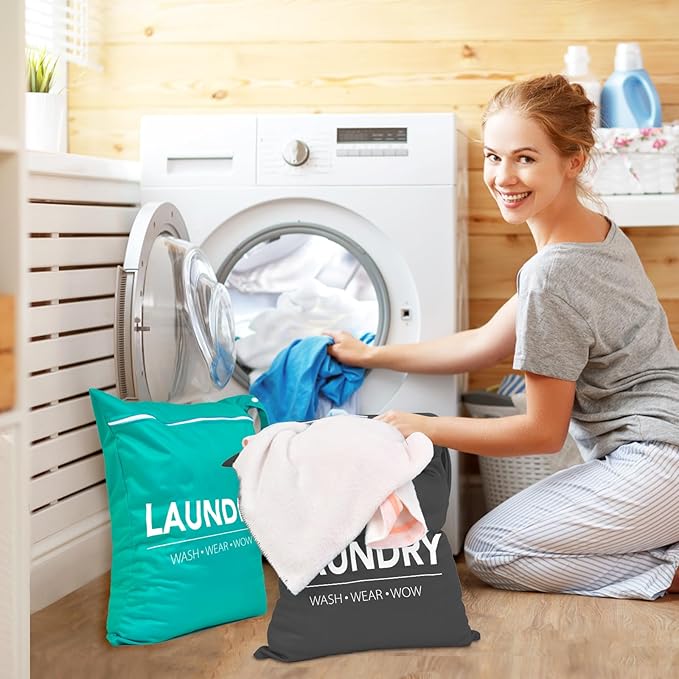 2 Pcs Large Travel Laundry Bag Waterproof Wet Dry Bag Washable Dirty Clothes Bag for Gym Clothes Laundry Wet Clothes Swimming Yoga
