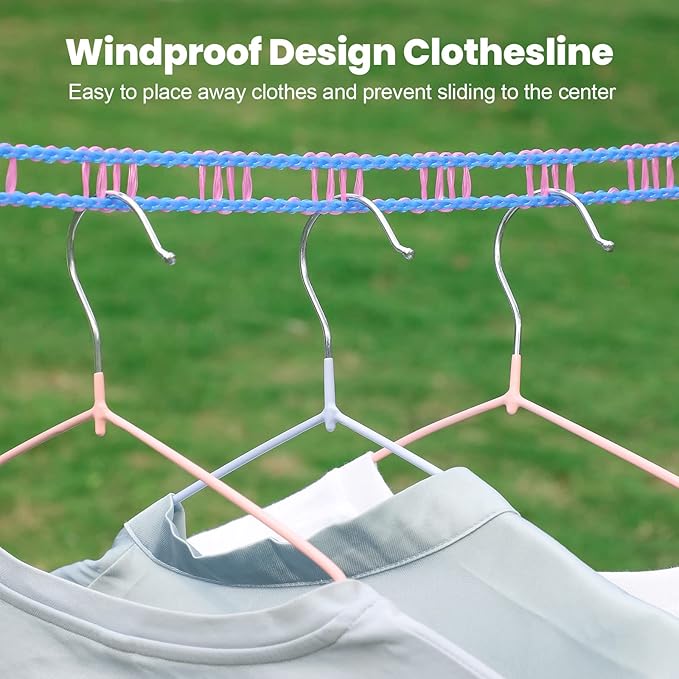 3-Pack Windproof Clothesline with Hooks – Super Strong and Durable, PE Material, 16ft – Ideal for Indoor/Outdoor Use & Travel