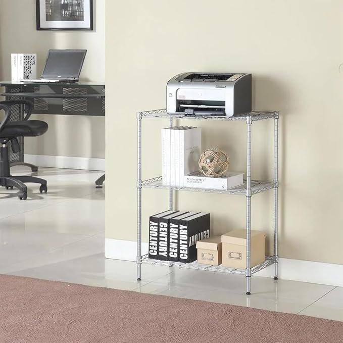 PayLessHere | 3-Tier Wire Shelf | 23"x13"x30" | Chrome | Adjustable Racks | Heavy-Duty Storage Shelves, Holds Upto 450 lbs | Rust-Resistant, No-Tool Assembly | for Home, Garage Shelving