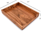 EDHAS Letter Trays & Stacking Supports Acacia Wood Desk Document, File Folder, Magazine Holder Tray (14" x 11" x 2")