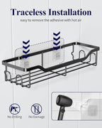 Kitsure Shower Caddy Large - Adhesive Shower Organizer, Stainless Steel Shelf for Inside Shower, No Drill Bathroom Organizers and Storage, Home Decor Accessories, 2 Pack, Black