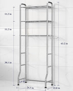 Kitsure Over Toilet Storage Rack - Metal Over Toilet Bathroom Organizer Shelf, Over the Toilet Storage Cabinet with Paper Holder and Hooks, Bathroom Cabinet for Laundry, Silver, 3 Tiers (63.2" H)