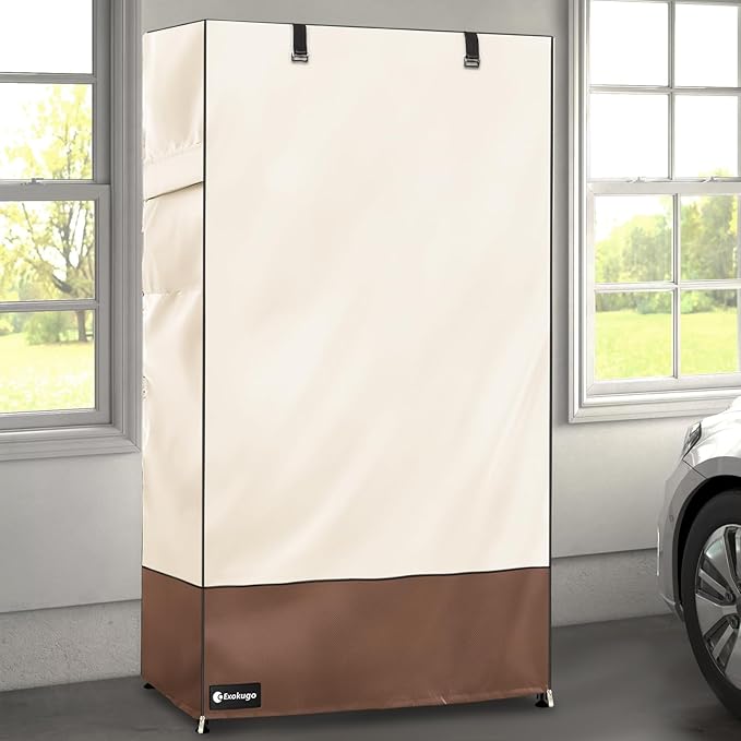 Wire Shelf Cover,600D Heavy Duty 100% Waterproof Shelf Covers for Wire Shelving,Outdoor Storage Shelves Cover for Metal Rack,48" W x 20" D x 72" H,Beige & Brown
