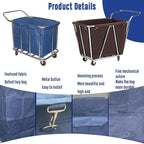 400L Commercial Laundry Cart Replacement Liner Bag - Removable Waterproof Oxford Cloth Rectangle, Large Capacity Replacement for Rolling Laundry Basket (Blue, Double layer thickened-Conical)