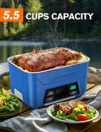 EAST OAK Cordless Electric Lunch Box for Adults, Heated Lunch Box Battery Powered with Automatic Heating, 5.5 Cups Portable Food Warmer with Removable Tray Divider