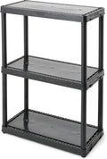 Gracious Living 3 Shelf Fixed Height Light Duty Storage Unit 12 x 24 x 33" Organizer System for Home, Garage, Basement, & Laundry, Black (2 Pack)