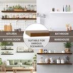 Floating Shelves for Wall, Wall Mounted Rustic Wood Shelves for Bathroom, Bedroom, Living Room, Kitchen, Hanging Shelf for Books/Storage/Room (Black, 23.6")