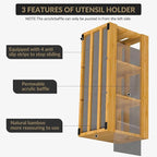 Garvee 10 in Bamboo Utensil Holder for Countertop, Kitchen Cooking Utensil Organizer with 6 Compartments & Diatomaceous Earth Drying Mat, Wood Silverware Caddy for Party Home, Natural