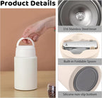 Thermo for Hot & Cold Food, 17oz Insulated Food Jar with Handle Spoon, Thermal Lunch Container, 316 Stainless Steel Lunch Box for Men Women, Keeps food Hot for 12 Hours or Cold for 24 Hours(White-S)