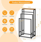 Freestanding Towel Racks for Bathroom 3 Tier Towel Drying Rack Small Standing Towel Rack with Shelf Hand Towel Holder Stand for Bathroom Floor Dorm Laundry Room (Rustic Brown)