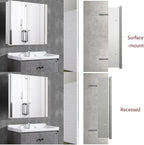 Medicine Cabinet with 26x30 inch Mirror, Mirror Cabinet with Assembly Needed, Aluminum Surface Mount or Recessed Wall Cabinet, Adjustable Glass Shelves, Suitable for Bathroom Bedroom