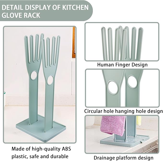Kitchen Gloves Holder Mitten Dryer Reusable Plastic Dish Washing Rack Sink Holder Stand Blue
