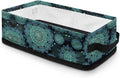 Storage Baskets for Organizing Toilet Paper Storage Bin Rectangular Multi-purpose Fabric Organizer for Living Room Bedroom Office Laundry Decor, Boho Flower Dark Teal