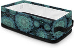 Storage Baskets for Organizing Toilet Paper Storage Bin Rectangular Multi-purpose Fabric Organizer for Living Room Bedroom Office Laundry Decor, Boho Flower Dark Teal