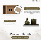 Discreet Tampon Holder for Bathroom with Vanity Tray Lid, Tampon Organizer for bathroom for Wall or Countertop Mount, Wood Pad Dispenser, Feminine Product Organizer (Floral)
