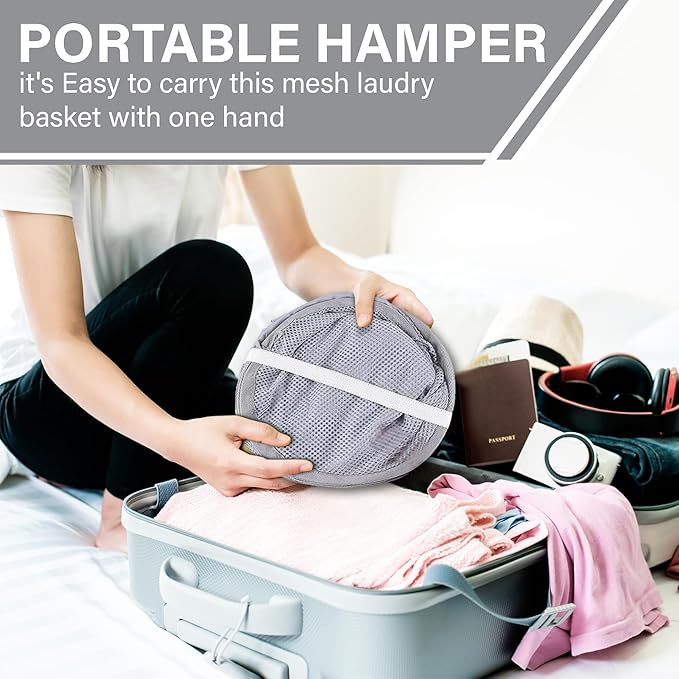 DecorRack 1 Pack Mesh Pop Up Laundry Hamper, Lightweight Foldable Clothes Basket with Easy Carry Handles, Durable Mesh Design for Air Circulation and Simple Storage, Gray (1 Pack)