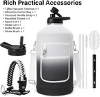 1 Gallon Insulated Water Bottle | Upgraded Thickened Stainless Steel Metal Portable Sports Large Water Jug for Gym and Hiking with Carrier Bag, Handle Strap | BPA-Free 128 oz
