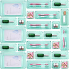 Kitchen Desk Drawer Organizers Storage for Office, Small Acrylic Vanity Trays Makeup for Drawer Bathroom Plastic Make up Organizers 25 Pcs Green