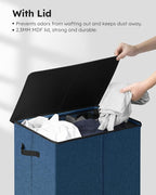 SOLEDI Laundry Hamper with Lid 130L Large & Tall Collapsible Laundry Basket, Clothes Hamper with Bag Removable Easy to Carry, Dirty Hampers for Bedroom, Bathroom, Dorm, College, Blue