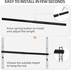 STORAGE MANIAC Hanging Closet Rod, Adjustable Width and Height Closet Hanging Organizer, Space-Saving Clothes Hanging Bar, Closet Extender Hanging Rod Double Closet Hanging Rod, 1 Pack Black