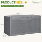 Greesum Outdoor Storage Box 100 Gallon Storage Bin with Lid for Patio Furniture, Garden Tools, Pool Supplies, Lockable, Waterproof and UV Resistant, Gray
