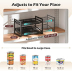 iSPECLE Extendable Can Organizer for Pantry, Adjustable Width Can Storage Organizer for 48 Cans, Heavy Duty Auto Rolling Dispenser Rack, Stackable Metal Shelf Holder for Soup Spices Snacks, Black