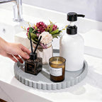 Silicone Bathroom Countertop and Vanity Tray, Round Silicone Bathroom Tray, Modern Bathroom Decor, Coffee Table Decor, Decorative Tray for Candle, Perfume, Plants (Grey, 9 inch)
