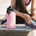 1 Gallon Insulated Water Bottle | Upgraded Thickened Stainless Steel Metal Portable Sports Large Water Jug for Gym and Hiking with Carrier Bag, Handle Strap | BPA-Free 128 oz