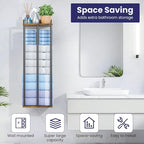 Towel Rack with Shelf – Modern Towel Holder for Bathroom Wall Mounted, Holds 6 Large Bath Towels, Rolled Towel Organizer for Bathroom, Laundry Room, and Small Space Storage，Vintage Color