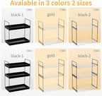 Bathroom Countertop Organizer, 2 Tier Acrylic Tray Vanity Counter Skincare Organizer Shelf, Home Storage Holder for Lotion Makeup Cosmetics Perfume Spice, Black+Clear
