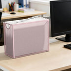 Sinboun Hanging File Organizer Letter-Size File Holder Filing Box Includes 5 Hanging Folders - Metal Mesh Magazine Letter Storage Cabinets File Cart for Office Home School, No Assembly Required Pink