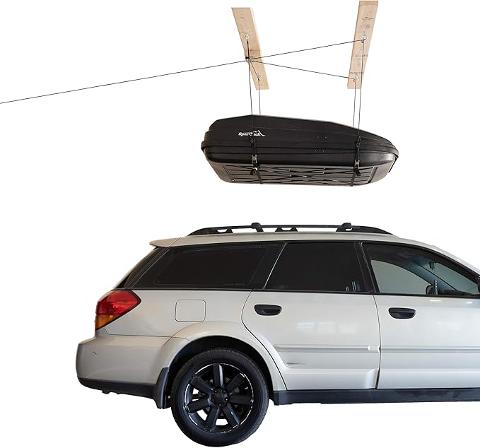 HARKEN Hoister Heavy Cargo Carrier Overhead Garage Storage 4-Point Hoist System for 145lb Carriers, Boxes, Kayaks, Canoes (145lb max load,12ft.Ceiling), Model 7803.12