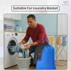 LFH Home Large Premium Cotton Canvas Laundry Bag with Drawstring and Handles Heavy Duty, Multi-Use, and Washable for Home, Travel, College or Storage 24x36 (Pack of 4)-Sky Blue