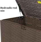 Outdoor Storage Box Waterproof, 180 Gallon Pro Lockable Resin Deck Box Large, Patio Storage Bin for Pool Accessories Cushion Furniture, Garden Tools, UV-Resistant Outside Delivery Brown