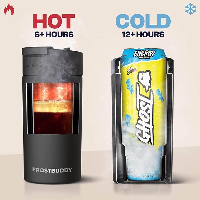 Frost Buddy Universal Can Cooler - Fits all - Stainless Steel Can Cooler for 12 oz & 16 oz Regular or Slim Cans & Bottles - Stainless Steel (Diamond Plate - Silver)