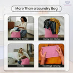 LFH Home Large Premium 1pack Cotton Canvas Laundry Bag with Drawstring and Handles Heavy Duty, Multi-Use, Washable for Home, Travel, College or Storage 24x36-Pink