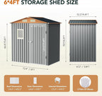 6x4FT Multi-used Shed & Outdoor Storage Shed, Steel Tool Shed with Lockable Doors,Window,Vent,Compact Metal Tool Garden Shed for Garden, Backyard, Patio, Lawn and Various Storage(Matte Gray)