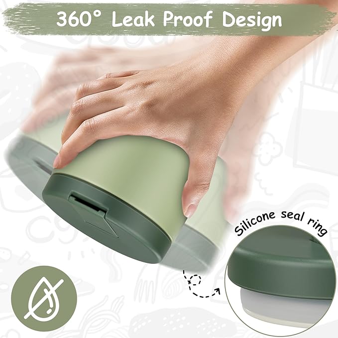 12oz Insulated Vacuum Food Jar with Buckle Lid Wide Mouth Soup Thermo for Hot Food Kids Leakproof Stainless Steel Lunch Container- Green- 1Pack