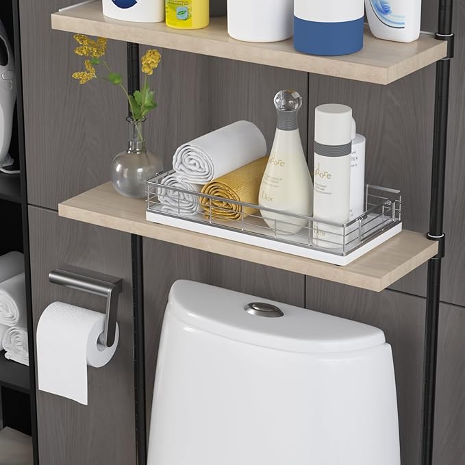Toilet Paper Basket, 2PCS 13 Inch Bathroom Tank Tray Top of Toilet Storage Toiletries Organizer for Bathroom, Living Room and Kitchen